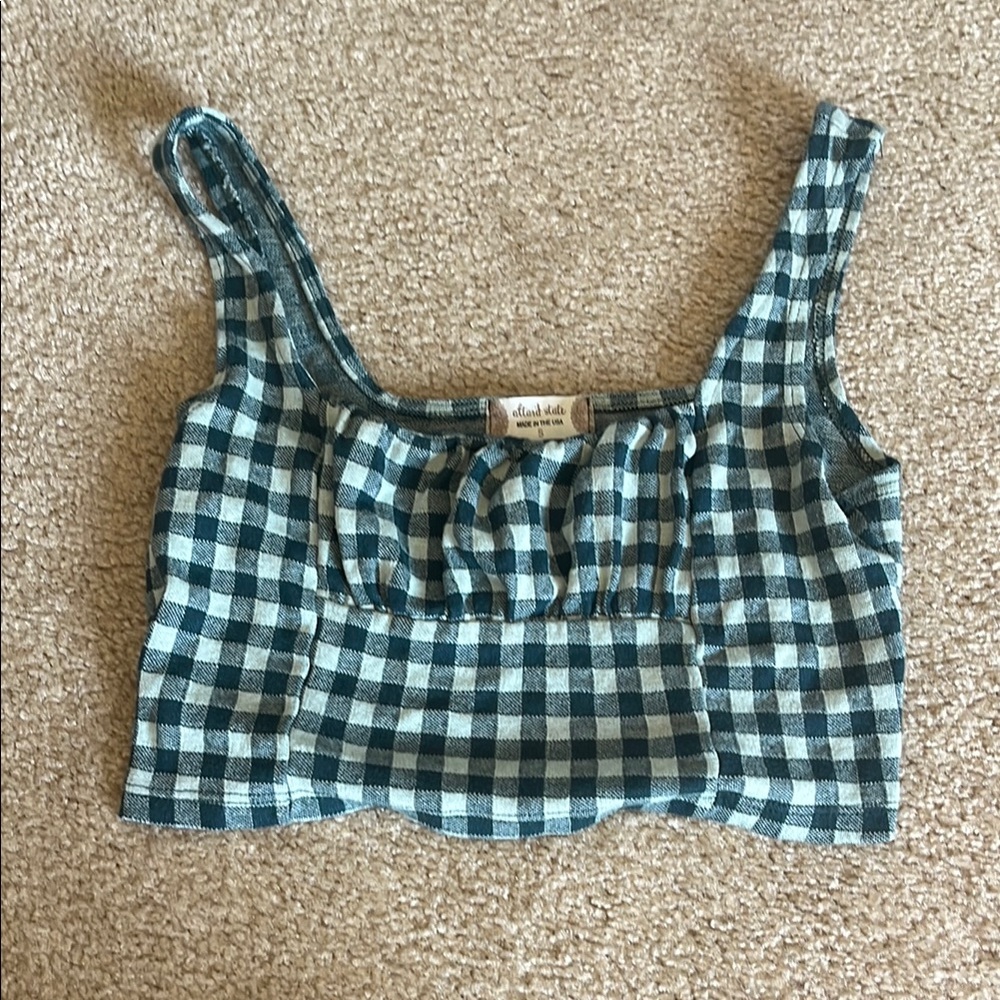 Altar'd State Blue Checkered Tank Top